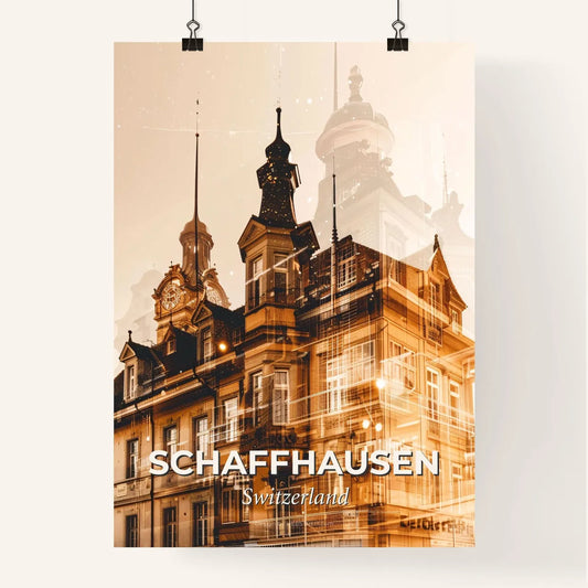 Schaffhausen City Skyline Double Exposure Art Print Poster