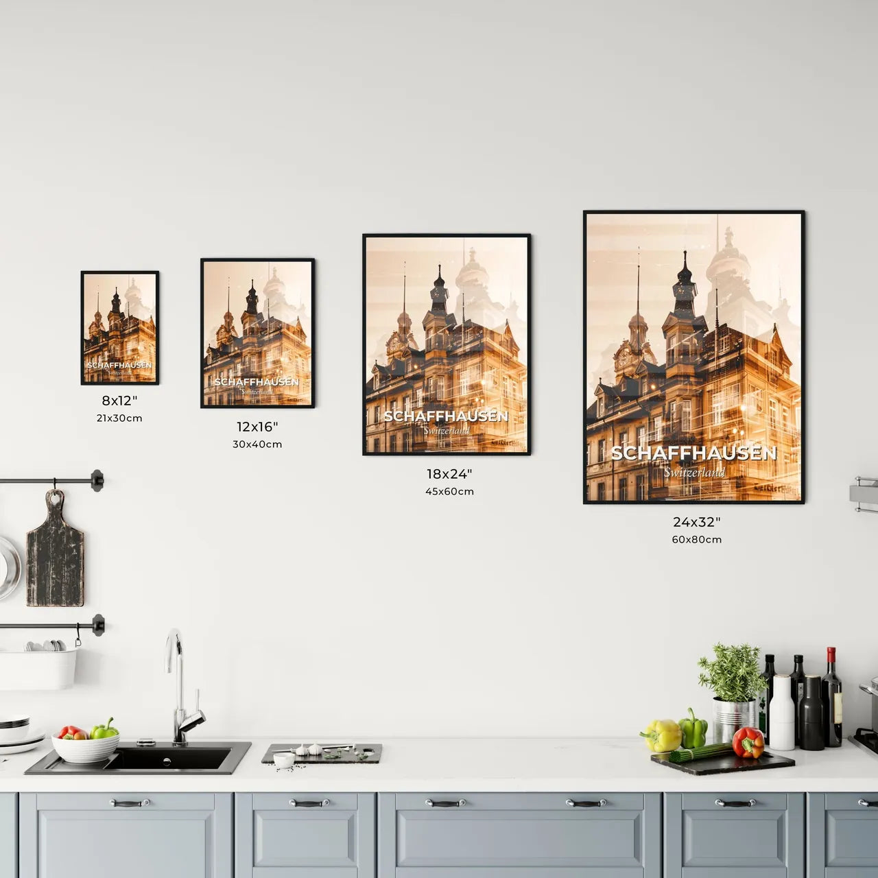 Schaffhausen City Skyline Double Exposure Art Print Office Art