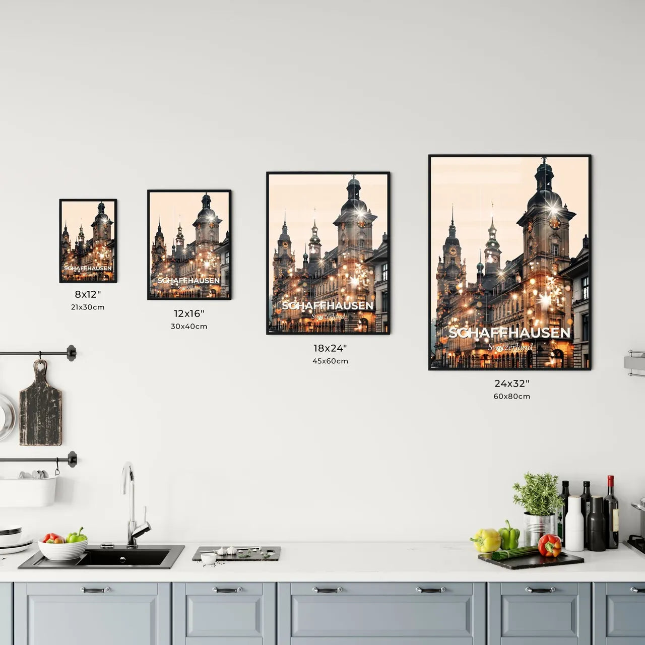 Schaffhausen Skyline Composite Art Poster Design Office Art