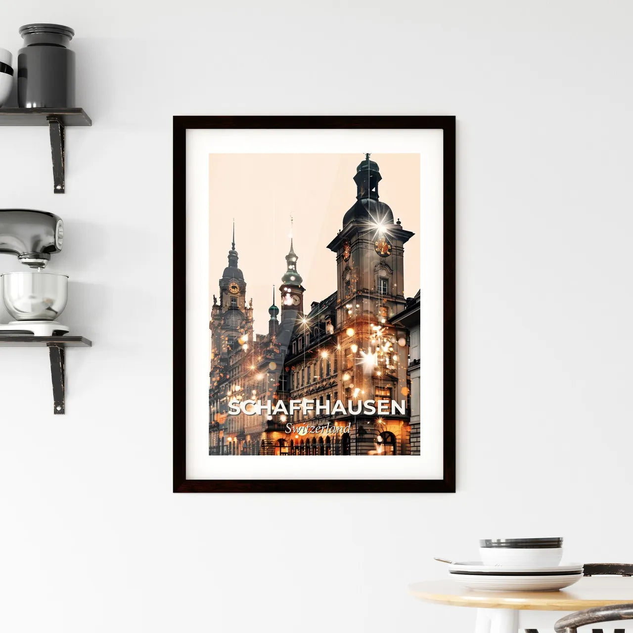 Schaffhausen Skyline Composite Art Poster Design Framed Print