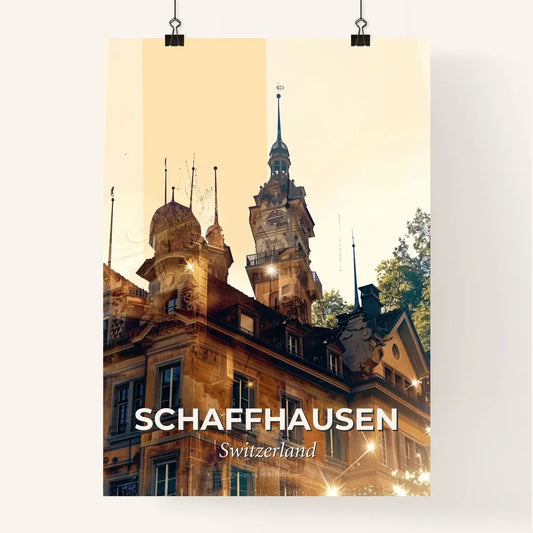 Schaffhausen Skyline Silhouette Night City Lights Poster