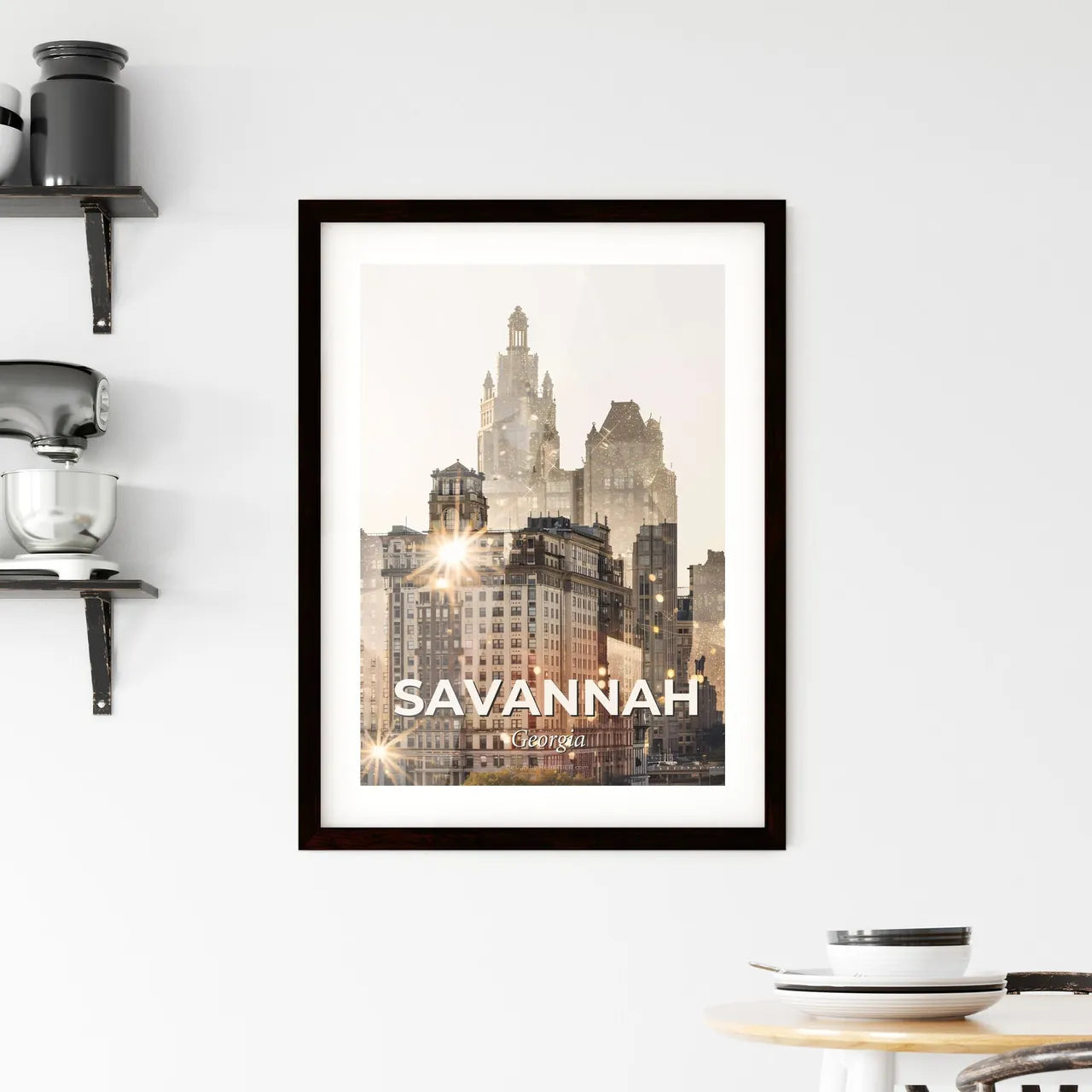 Savannah Double Exposure City Skyline Composite Art Framed Print