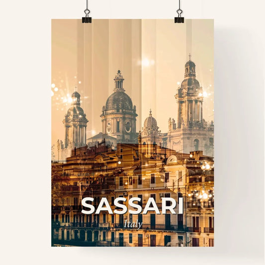 Sassari City Lights Skyline Art Masterpiece Poster