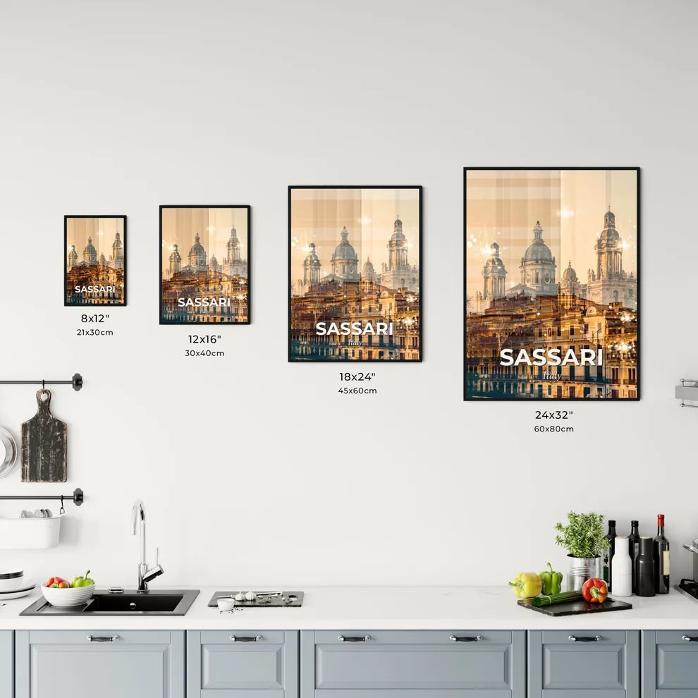 Sassari City Lights Skyline Art Masterpiece Office Art