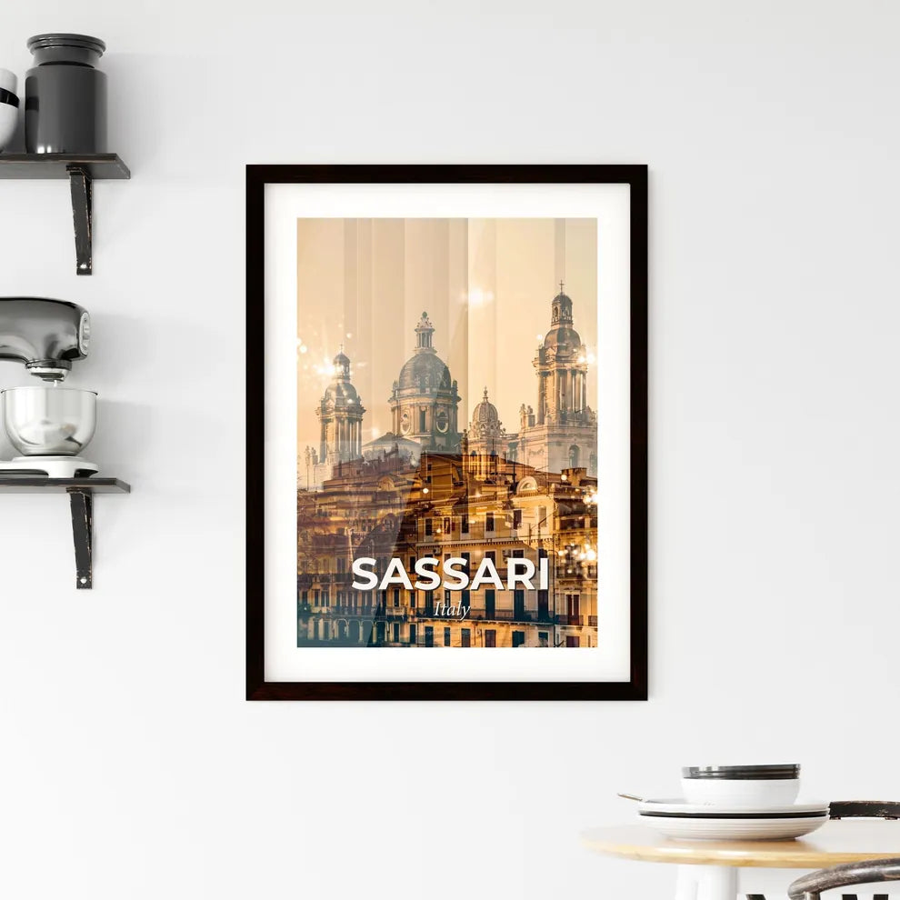 Sassari City Lights Skyline Art Masterpiece Framed Print