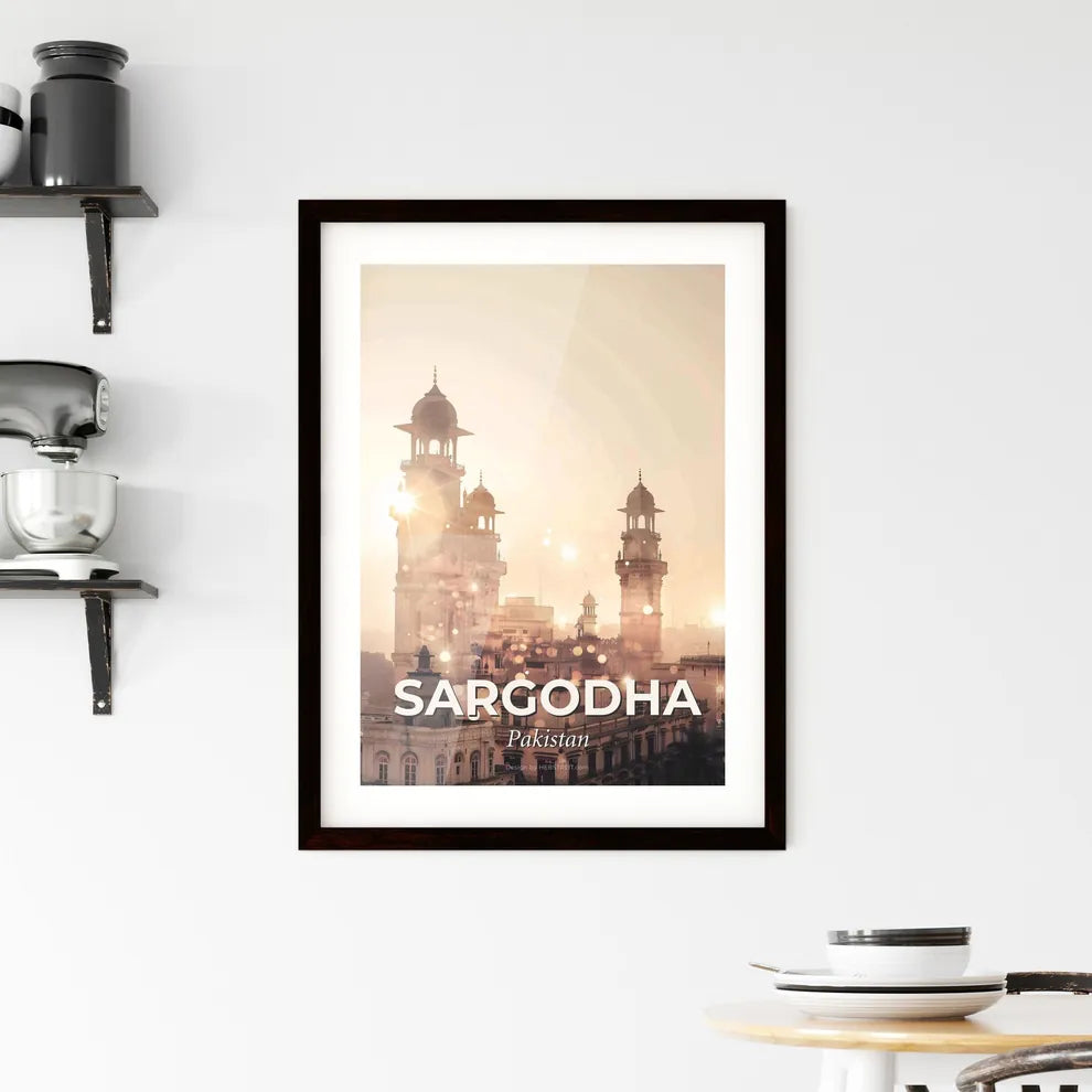 Sargodha Skyline Double Exposure Art Poster Framed Print