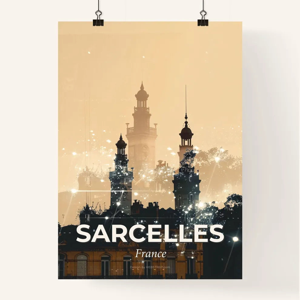 Sarcelles Skyline Silhouette Composite Art Print Poster