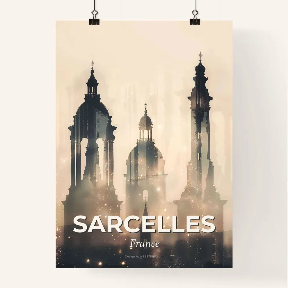Sarcelles Skylines Double Exposure Art Lights Bright Beige Poster