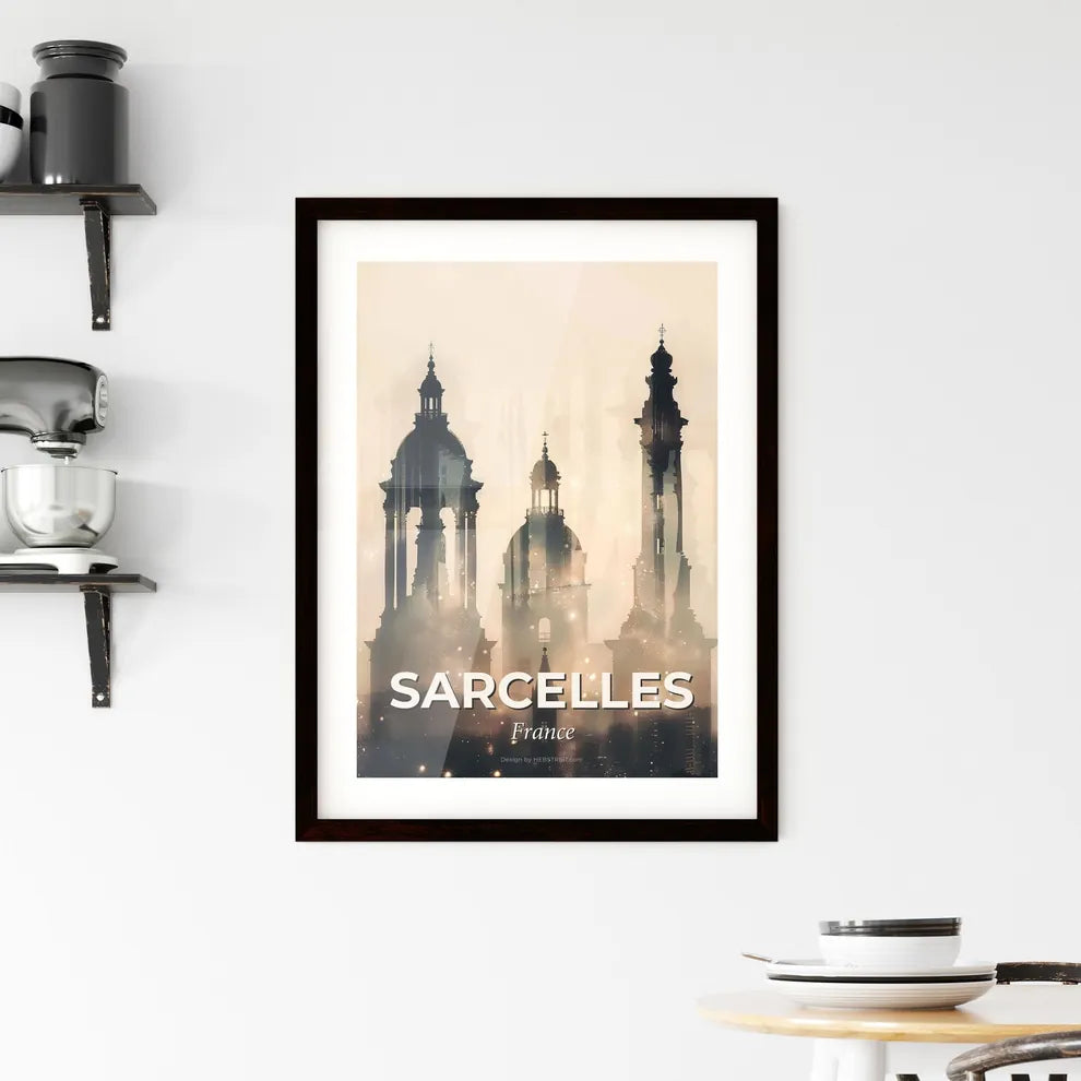 Sarcelles Skylines Double Exposure Art Lights Bright Beige Framed Print