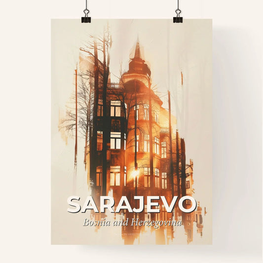 Sarajevo Skyline Art Nouveau Shadow Play Poster Poster