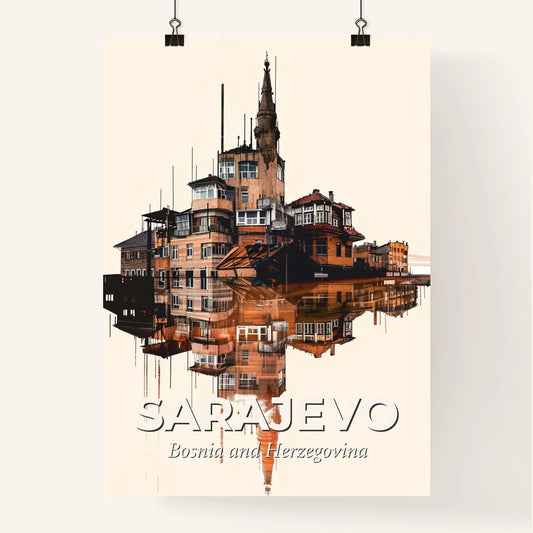 Sarajevo Skyline Bright Beige Minimalist Poster Poster