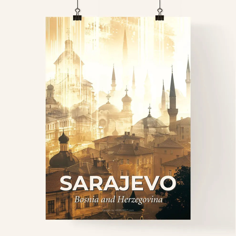 Sarajevo Skyline Double Exposure Composite Art Poster