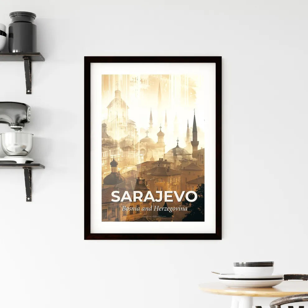 Sarajevo Skyline Double Exposure Composite Art Framed Print