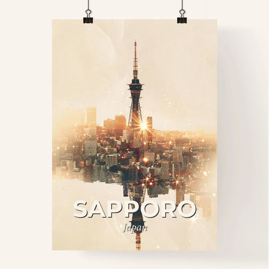 Sapporo Cityscape Double Exposure Skyline with Architecture Poster