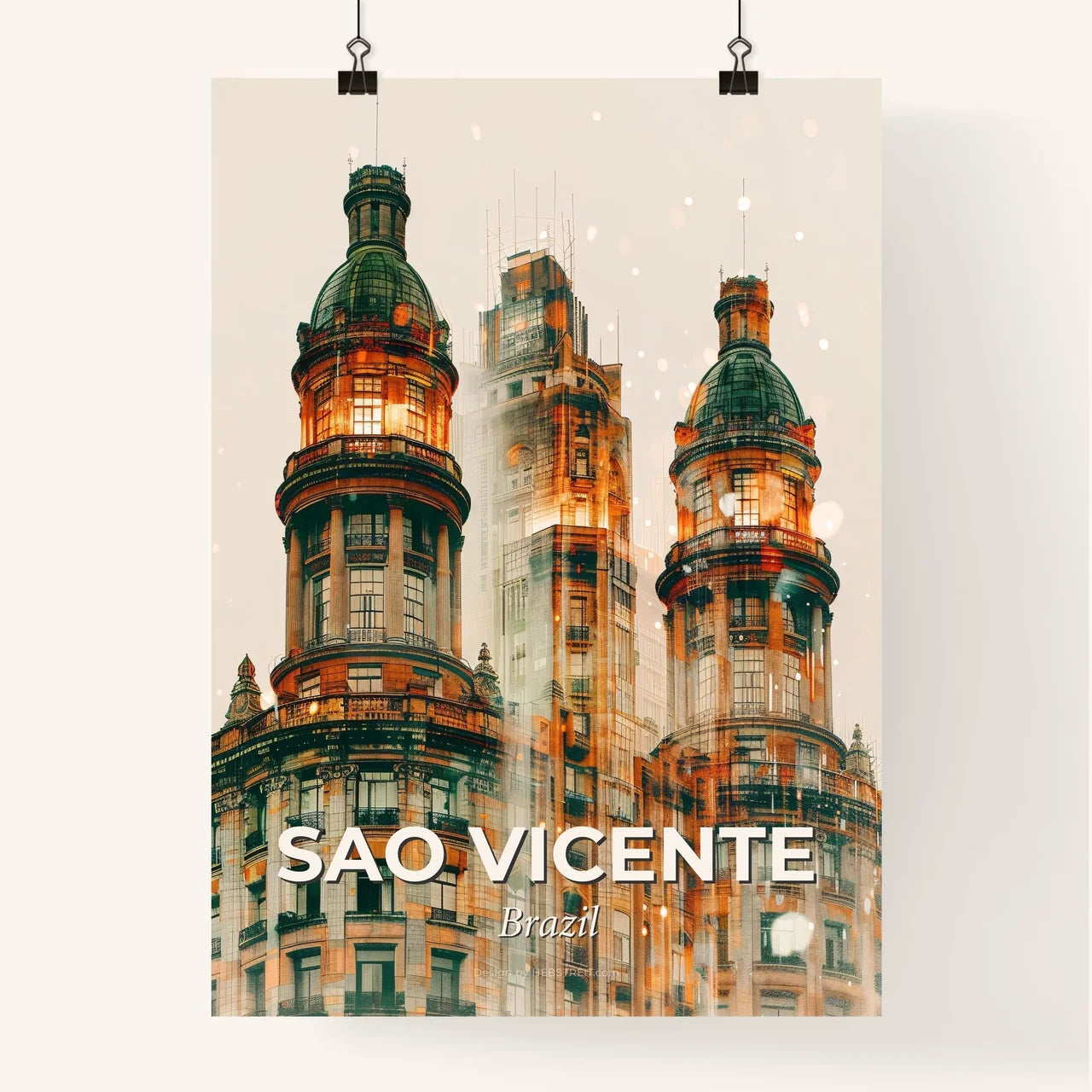 Sao Vicente Skyline Double Exposure City Poster Poster