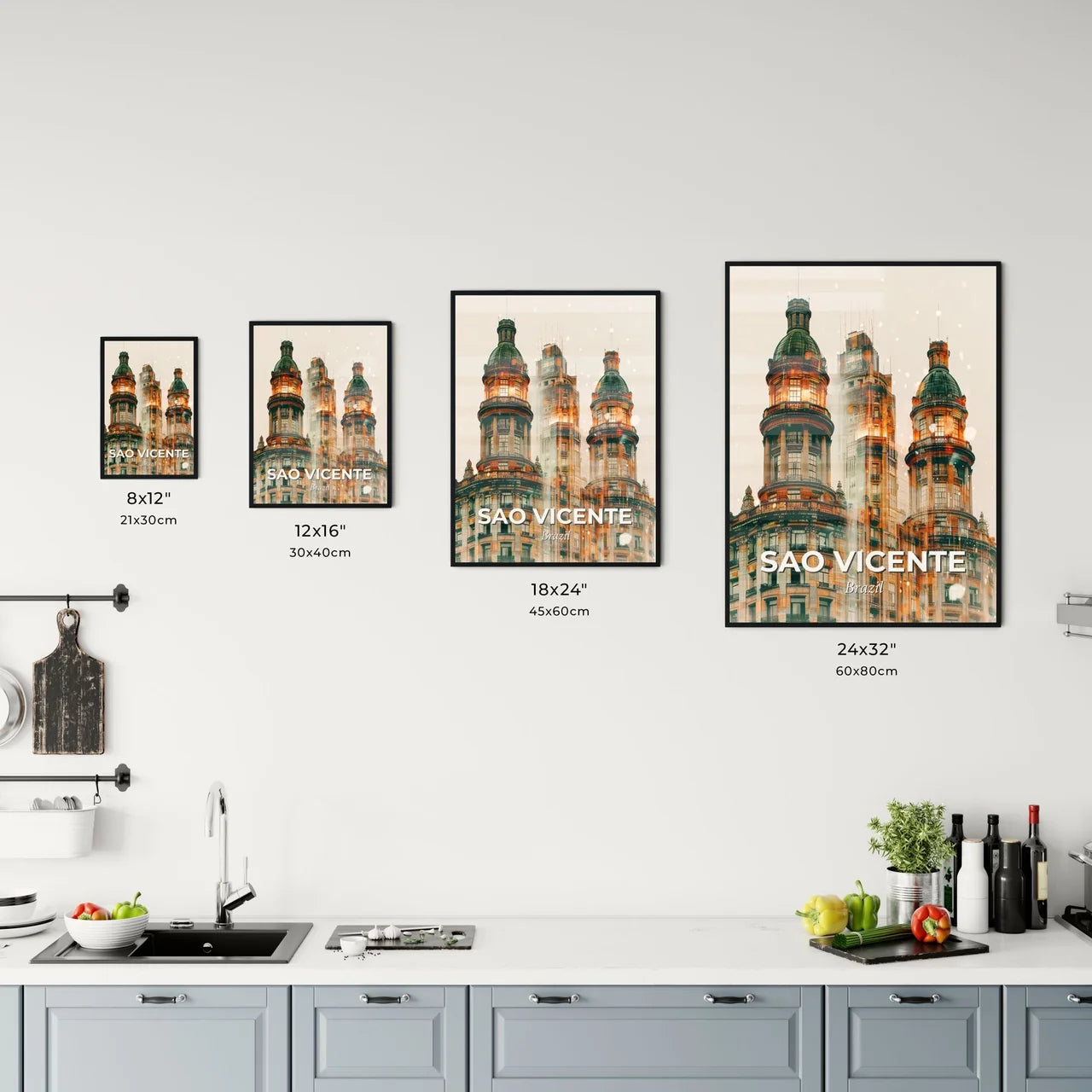 Sao Vicente Skyline Double Exposure City Poster Office Art