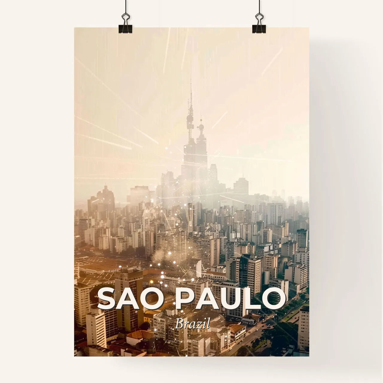 Sao Paulo City Skyline Icon Collage Poster Poster