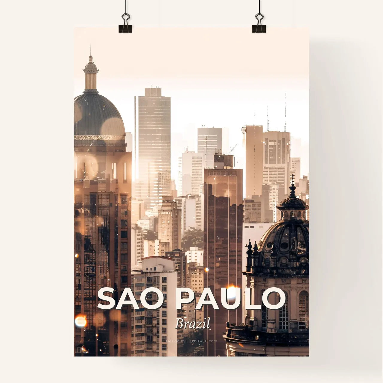 Sao Paulo City Skyline Stars Poster Poster