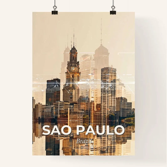 Sao Paulo City Skyline Double Exposure Composite Art Poster
