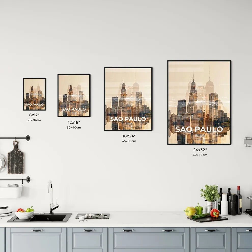 Sao Paulo City Skyline Double Exposure Composite Art Office Art