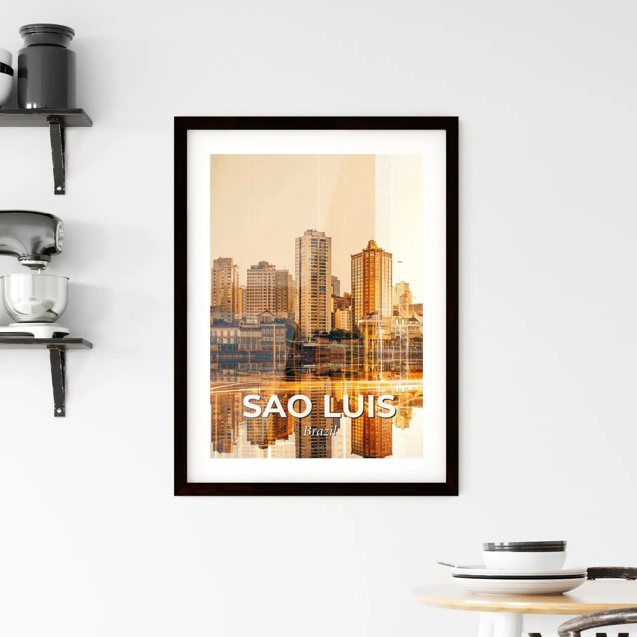 Sao Luis City Skyline Architecture Composite Art Poster Framed Print