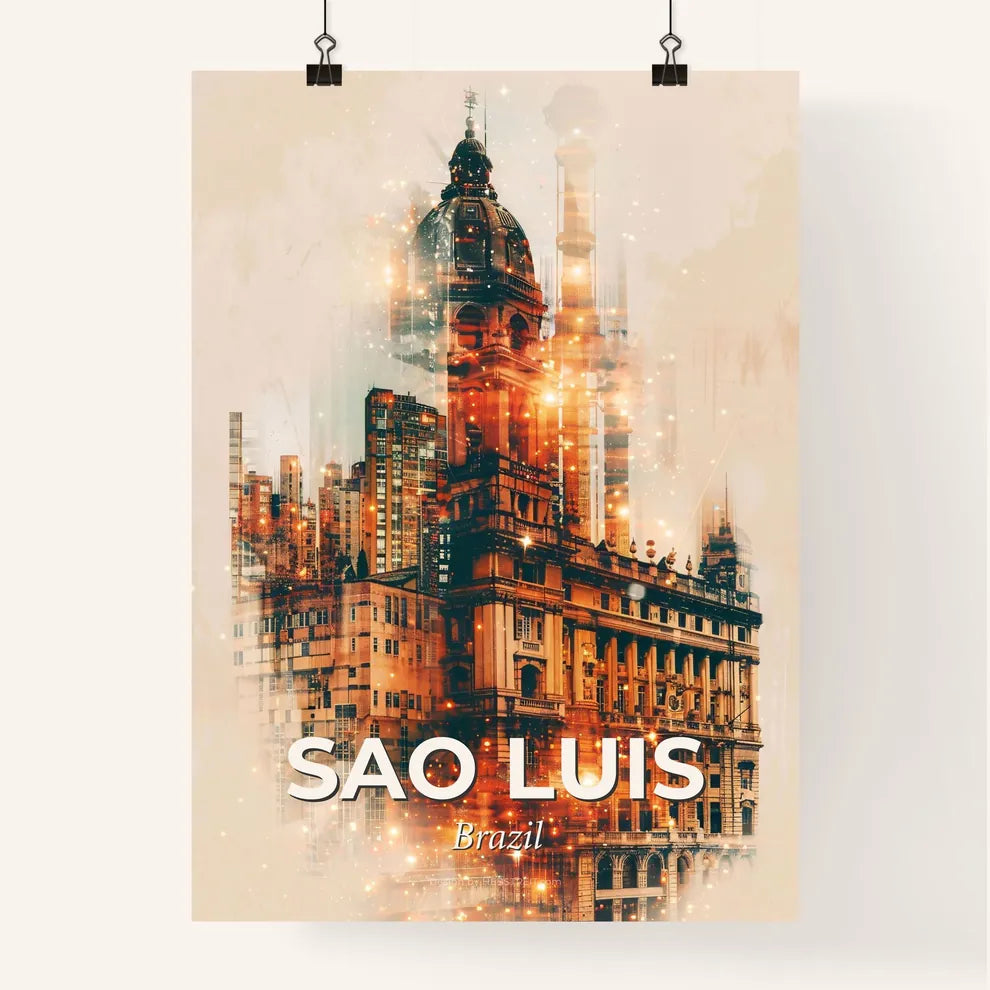 Sao Luis Double Exposure City Skyline Poster Art Poster