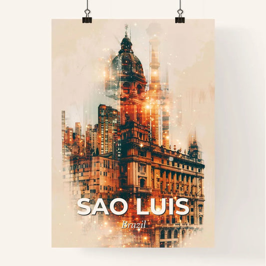Sao Luis Double Exposure City Skyline Poster Art Poster