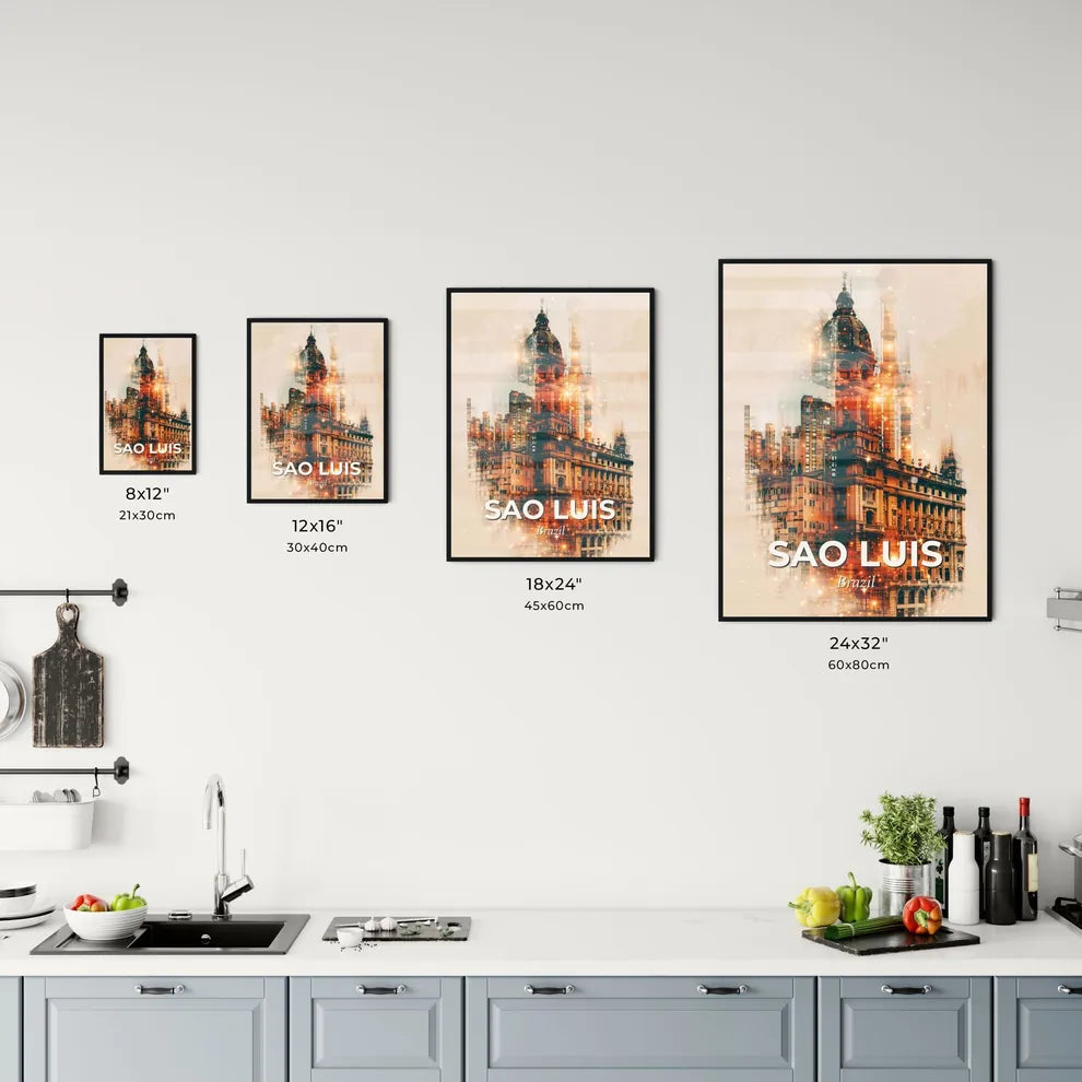 Sao Luis Double Exposure City Skyline Poster Art Office Art