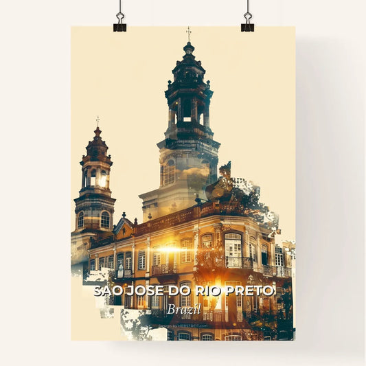 Sao Jose do Rio Preto City Skyline in Double Exposure Art Poster
