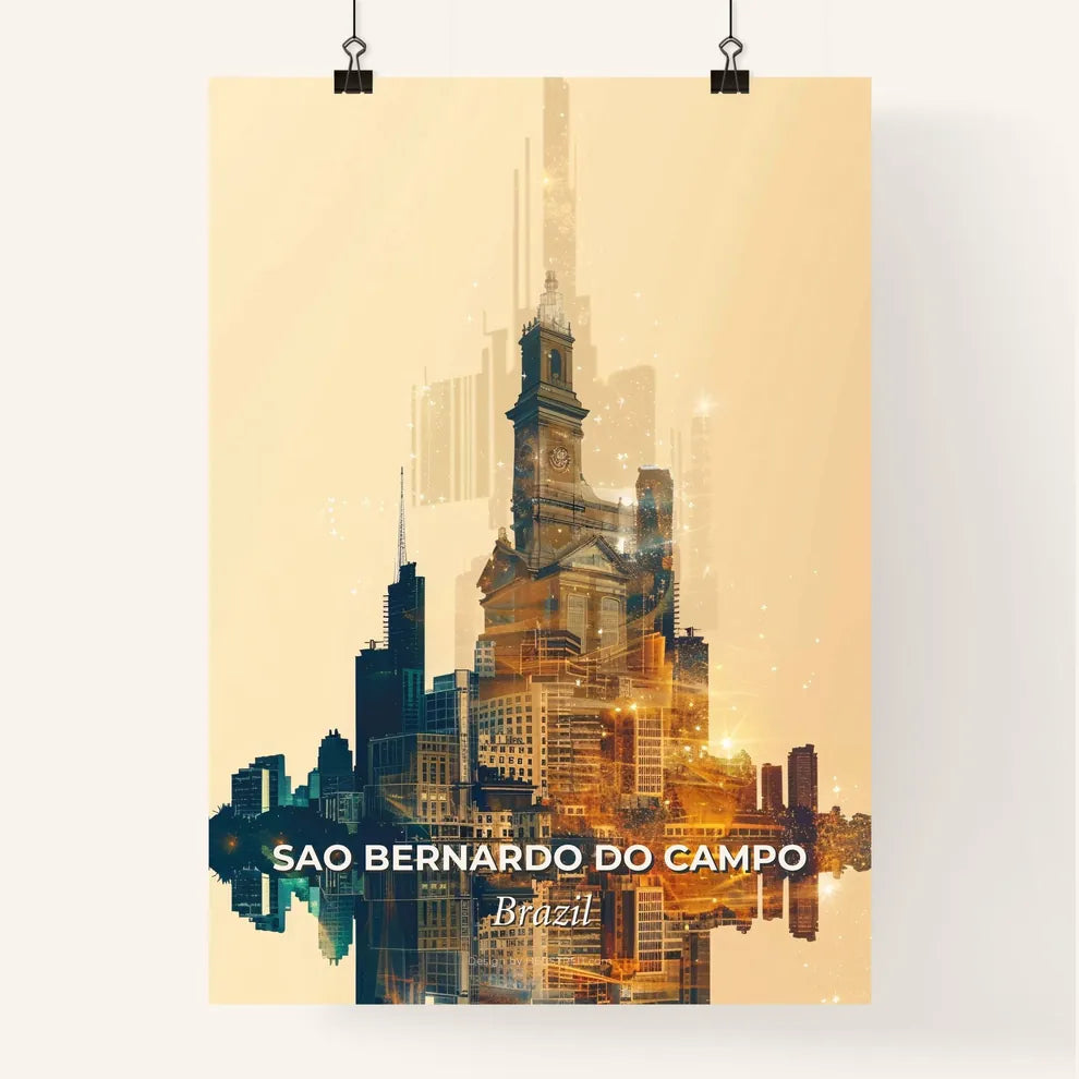 Sao Bernardo Iconography Double Exposure Skyline Poster Poster