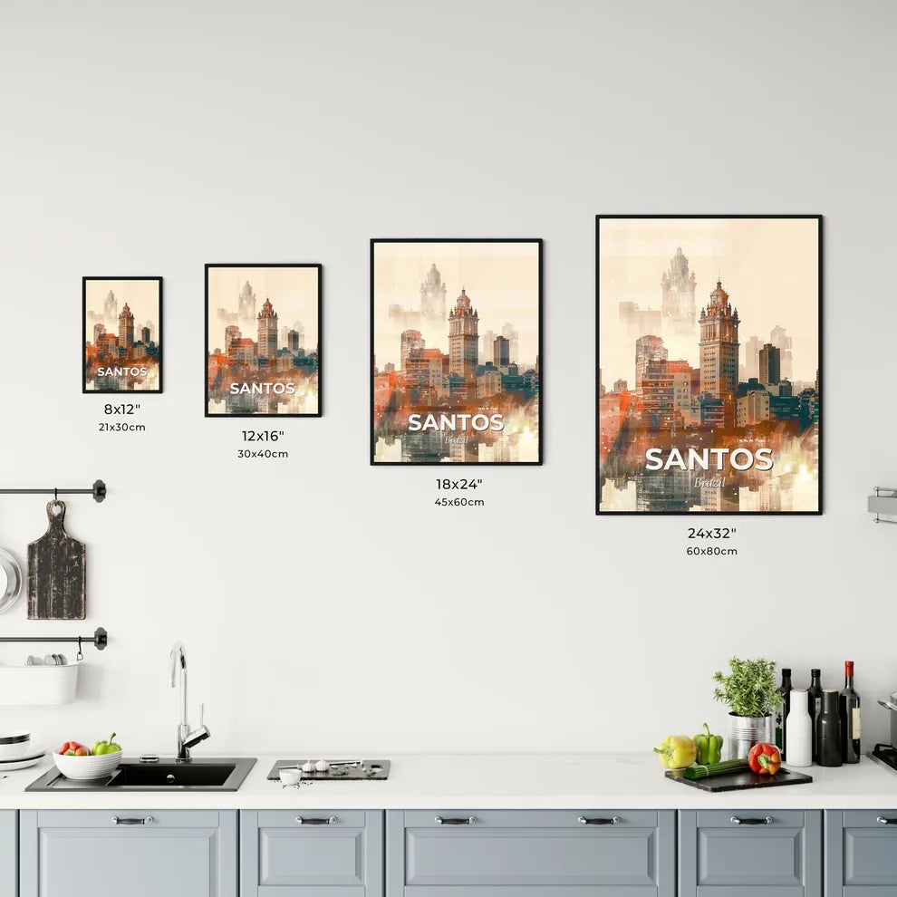 Santos Skyline Double Exposure Composite Art Poster Office Art