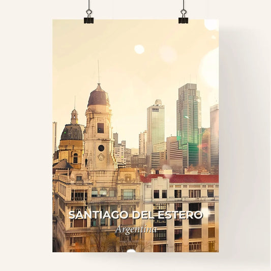 Santiago del Estero City Skyline Night Composite Art Poster