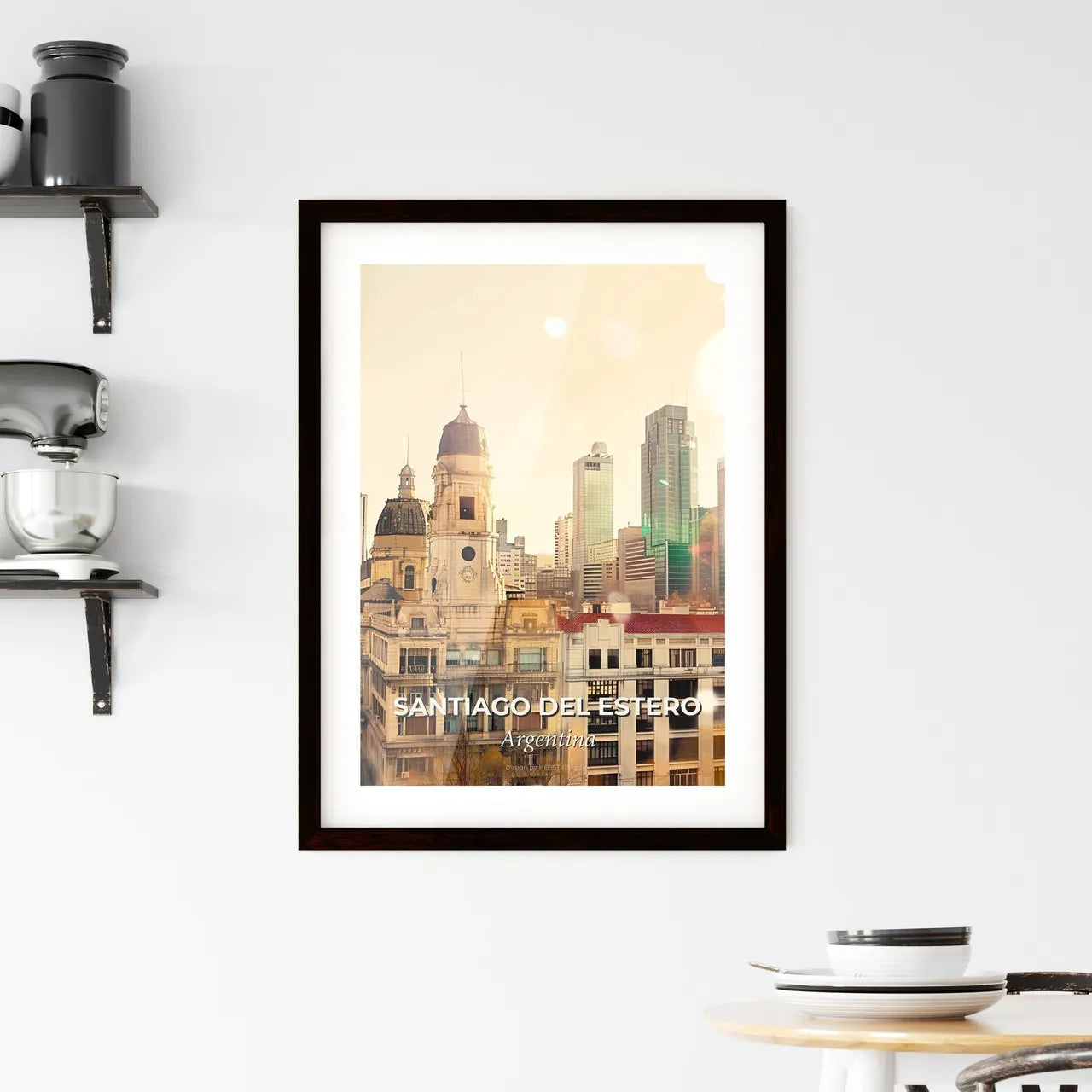 Santiago del Estero City Skyline Night Composite Art Framed Print