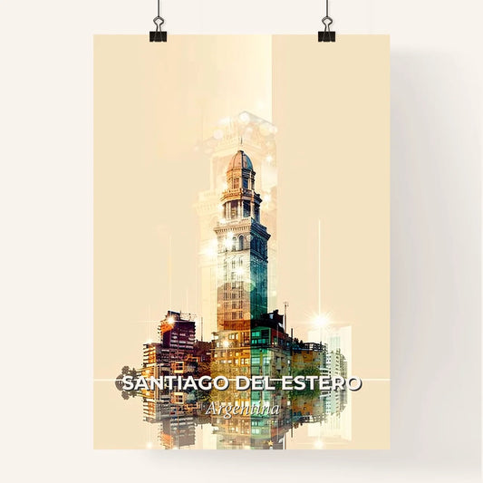 Santiago del Estero Skyline Art: Local Icons in Double Exposure Poster