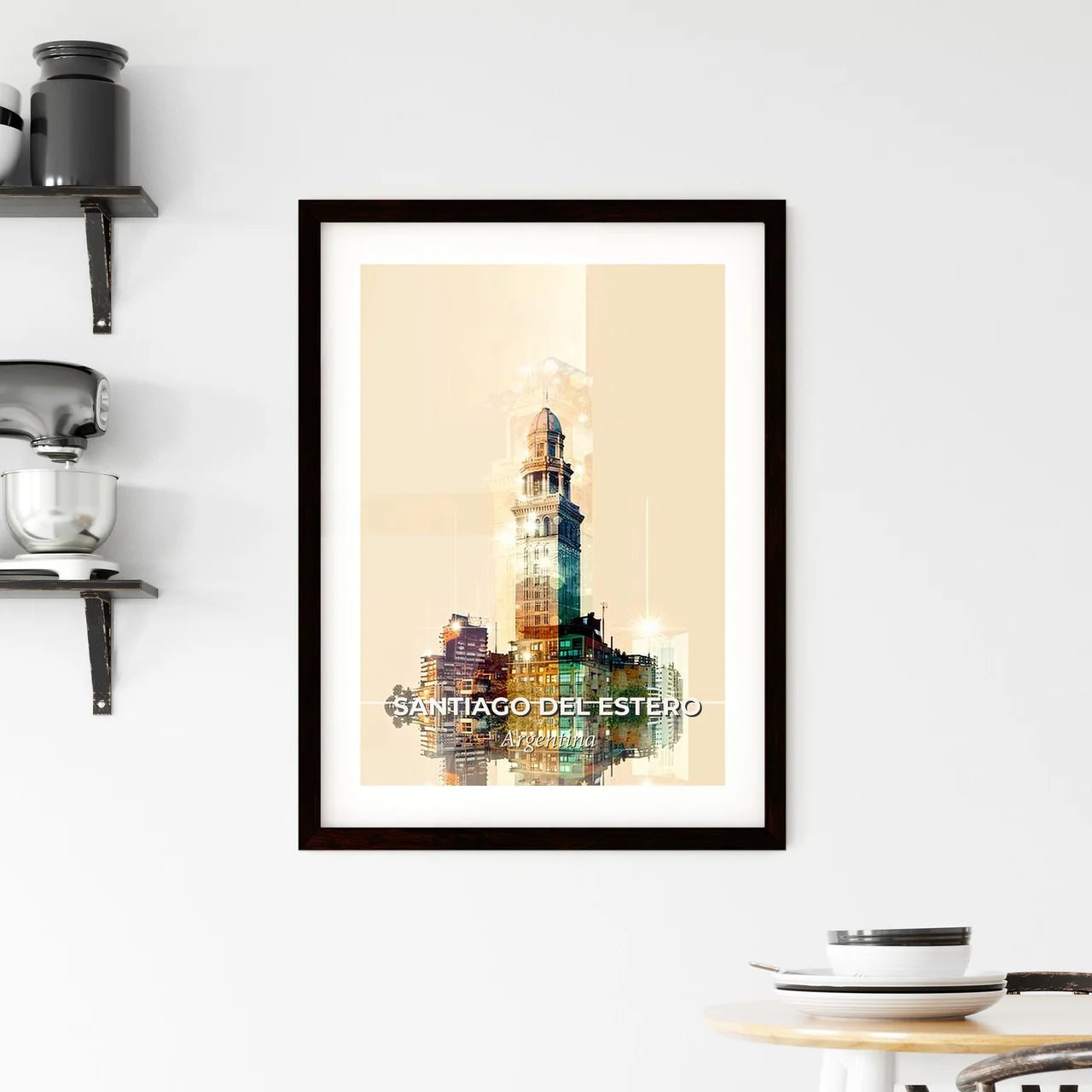Santiago del Estero Skyline Art: Local Icons in Double Exposure Framed Print