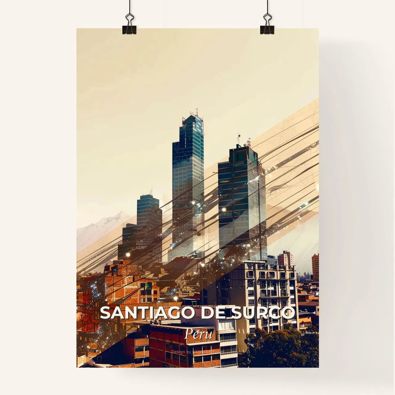 Santiago de Surco: City Skyline Double Exposure Poster