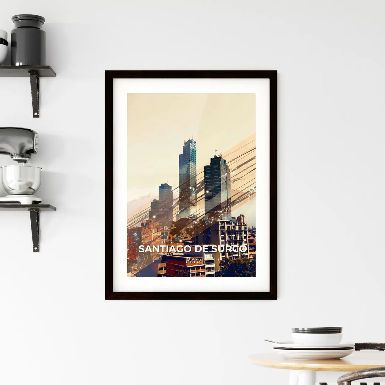 Santiago de Surco: City Skyline Double Exposure Framed Print