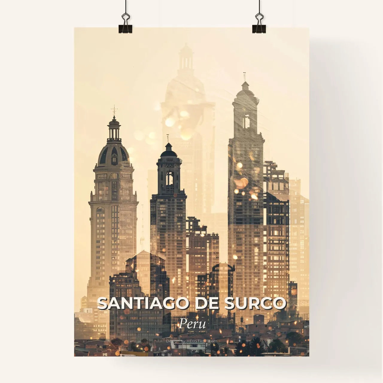 Santiago de Surco City Skyline Poster of Dreams Poster