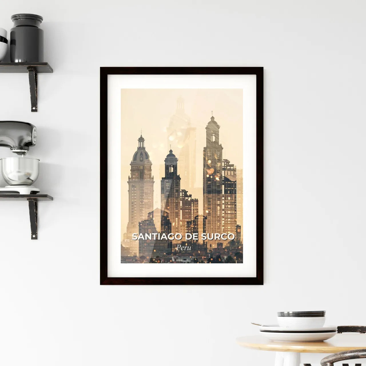 Santiago de Surco City Skyline Poster of Dreams Framed Print