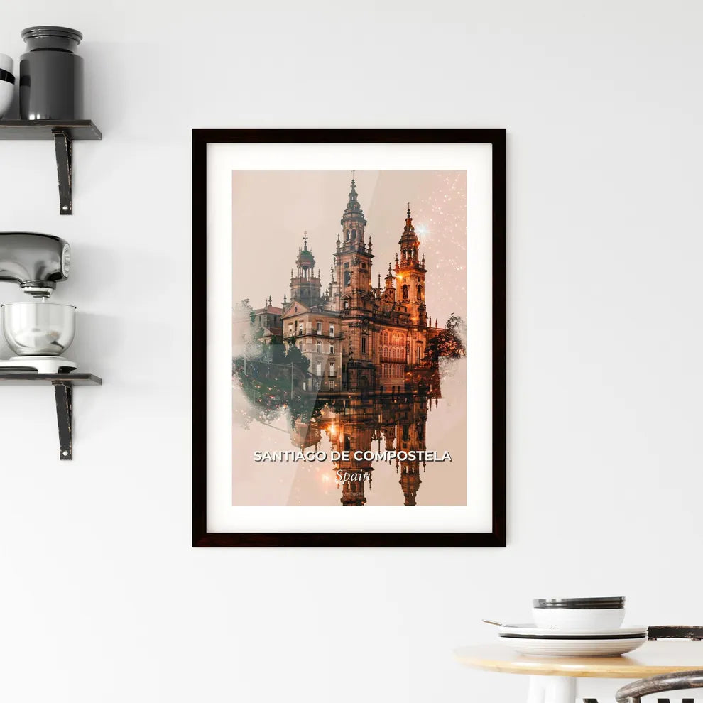 Santiago de Compostela: City Icons in Double Exposure Framed Print