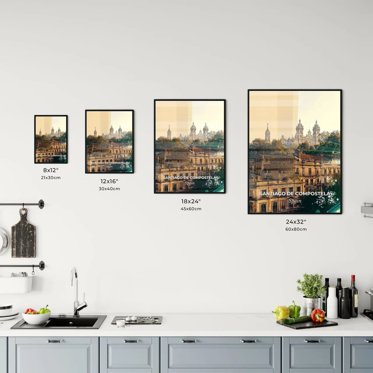 Santiago de Compostela, Skylines and Icons Composite Office Art