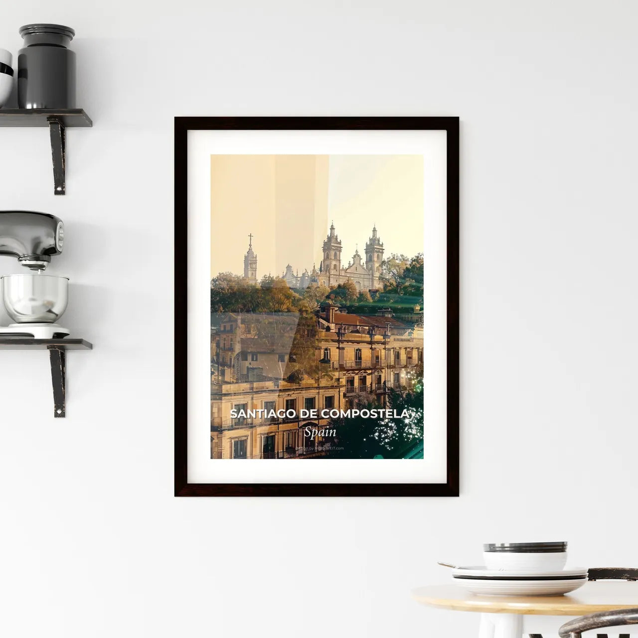 Santiago de Compostela, Skylines and Icons Composite Framed Print