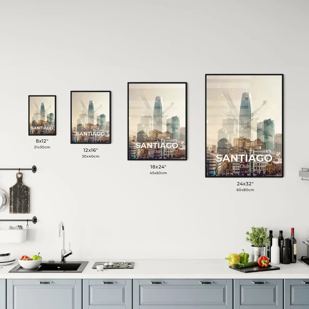 Santiago Skyline Double Exposure Art Print Office Art