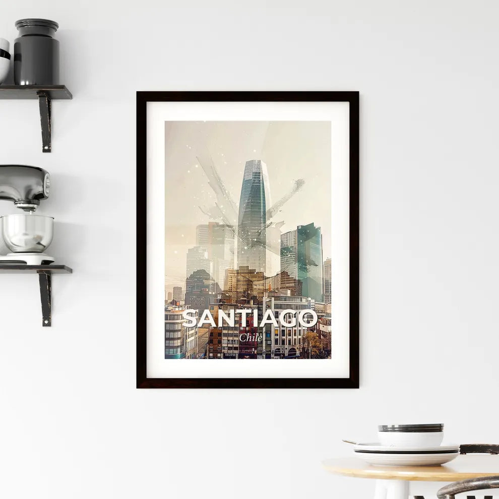Santiago Skyline Double Exposure Art Print Framed Print