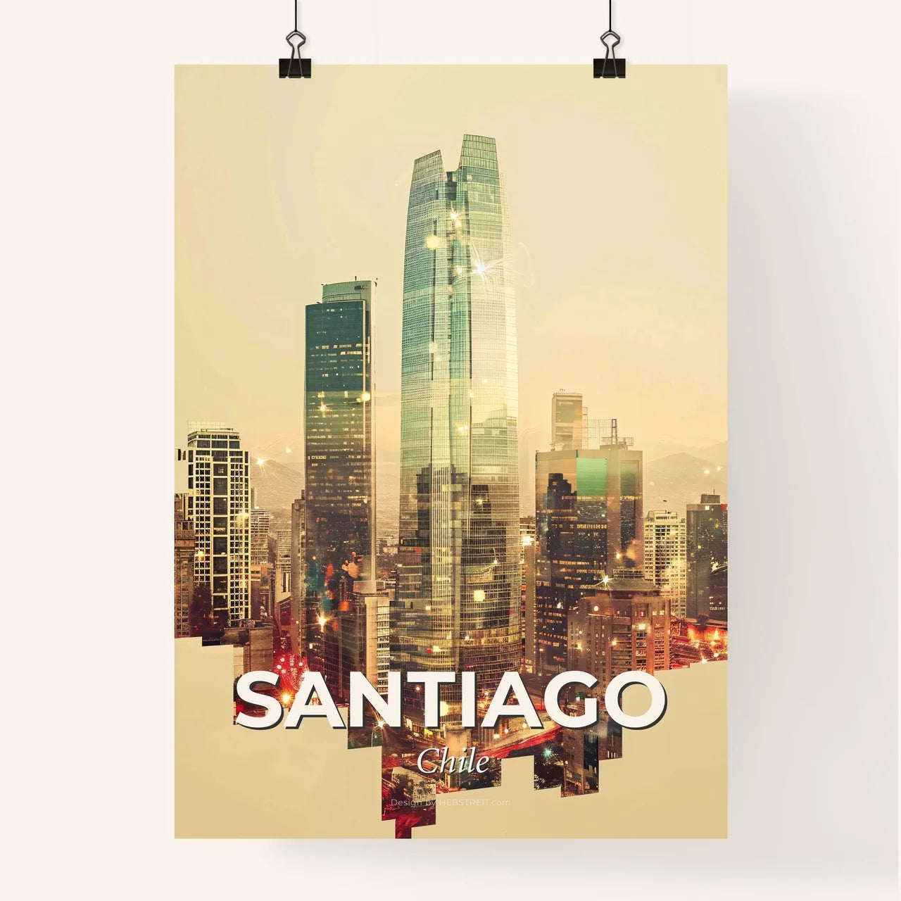 Santiago Skyline Local Architecture Icons Art Poster Poster