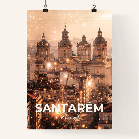 Santarém Skyline: Architecture Icons in Bright Beige Poster