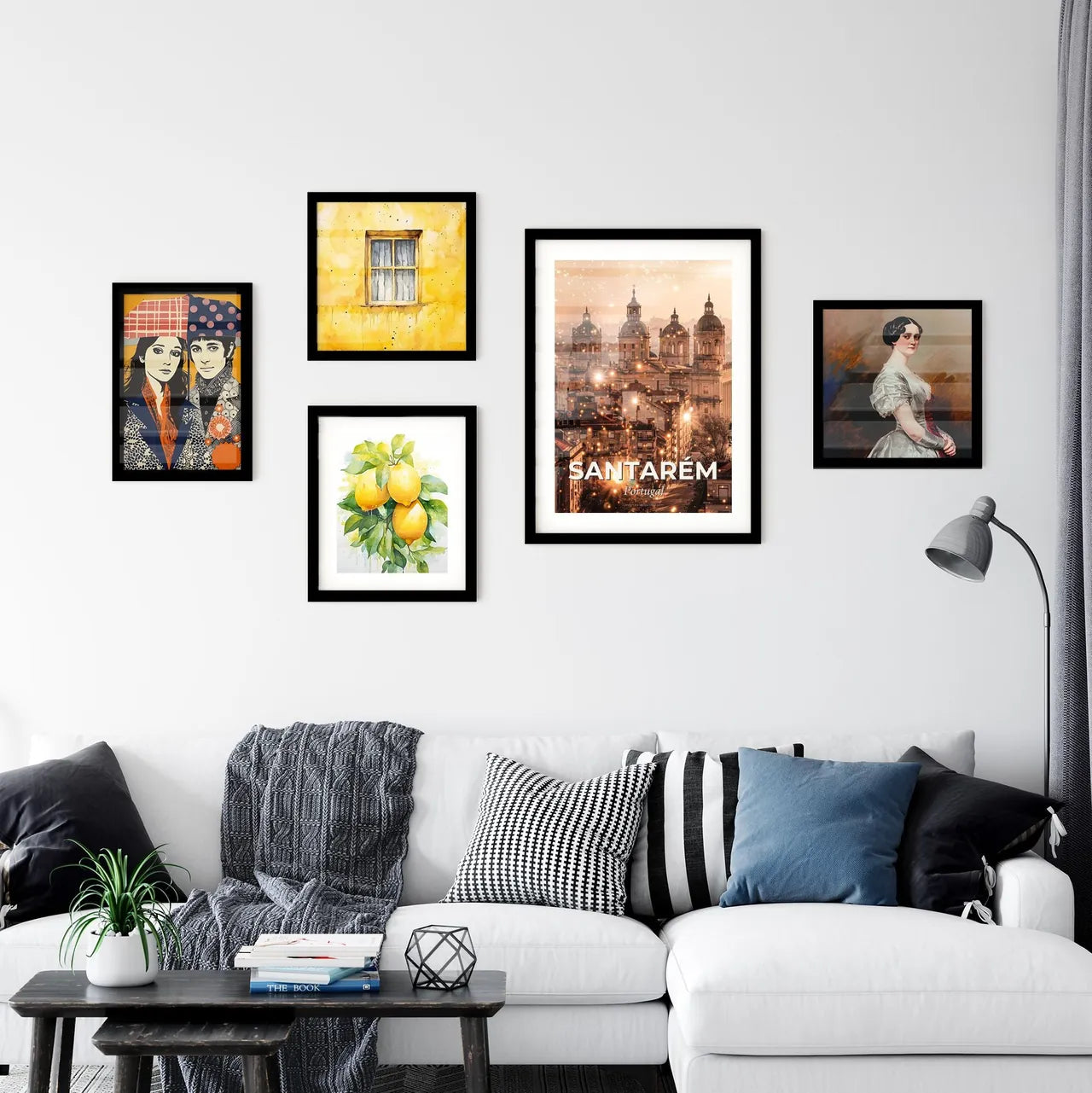 Santarém Skyline: Architecture Icons in Bright Beige Wall Art