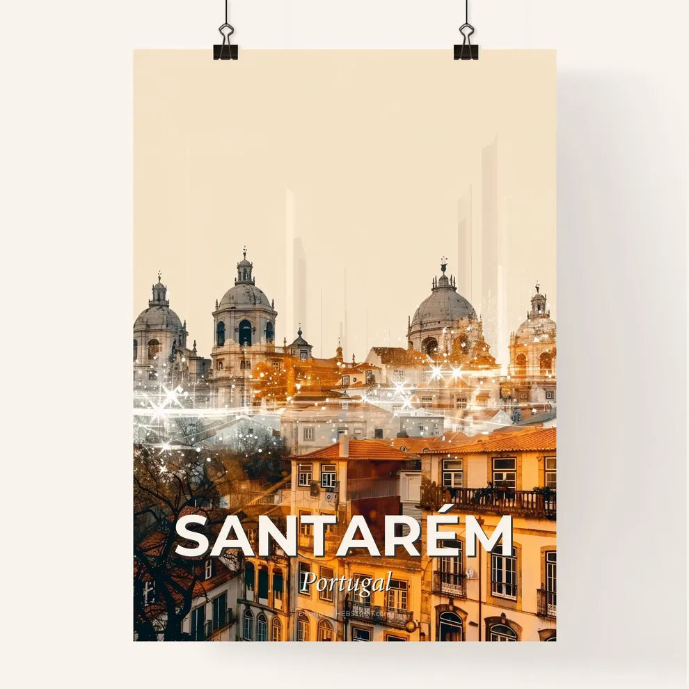 Santarém Skyline Icons Composite Art Bright Beige Poster
