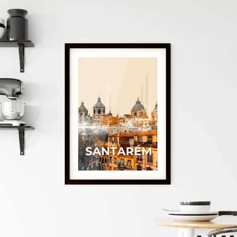 Santarém Skyline Icons Composite Art Bright Beige Framed Print