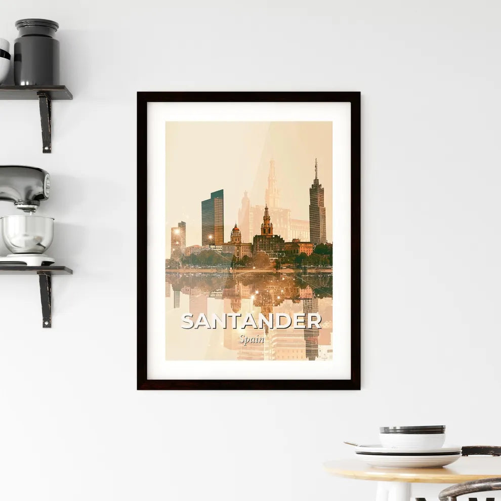 Santander Skyline Composite Art Poster Framed Print